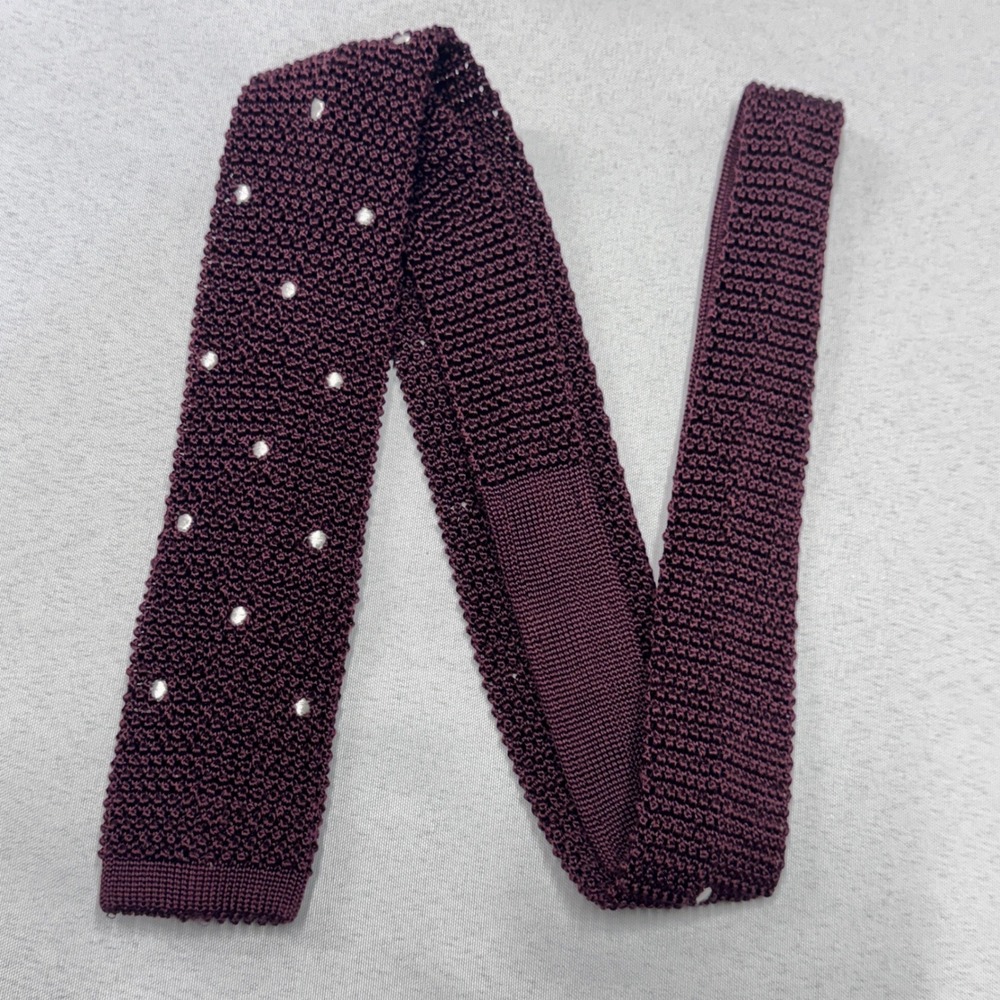 Sid Mashburn Knit Tie Mens OS Burgundy Silk Polka Dot Italian Luxury Preppy